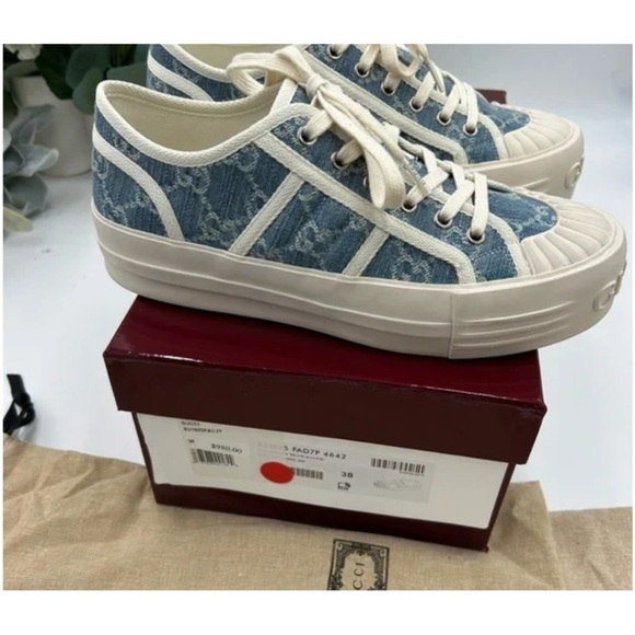 Gucci chunky sneakers in light blue GG denim size 38 made in Italy - Picture 4 of 8